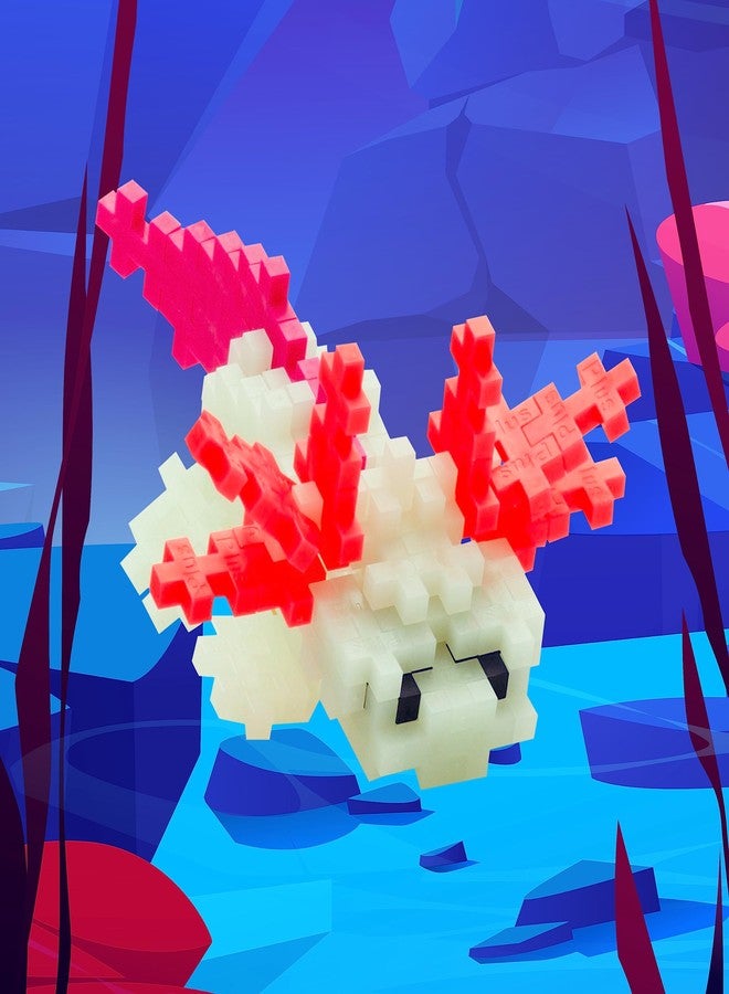Plus-Plus PLUS PLUS 3D Puzzle Sea Creature Building Block Set, Ocean Animals Figures, Fun Stem Toys for Kids, 70 Interlocking Pieces - Axolotl Mini Maker Tube - Image 2